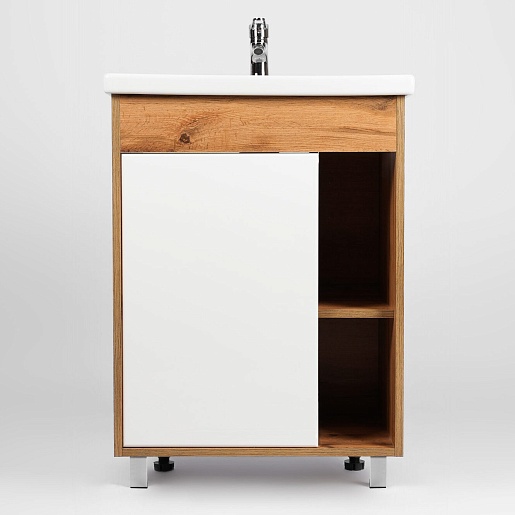 Viant Тумба под раковину Бостон 60 белая/дуб вотан – фотография-2